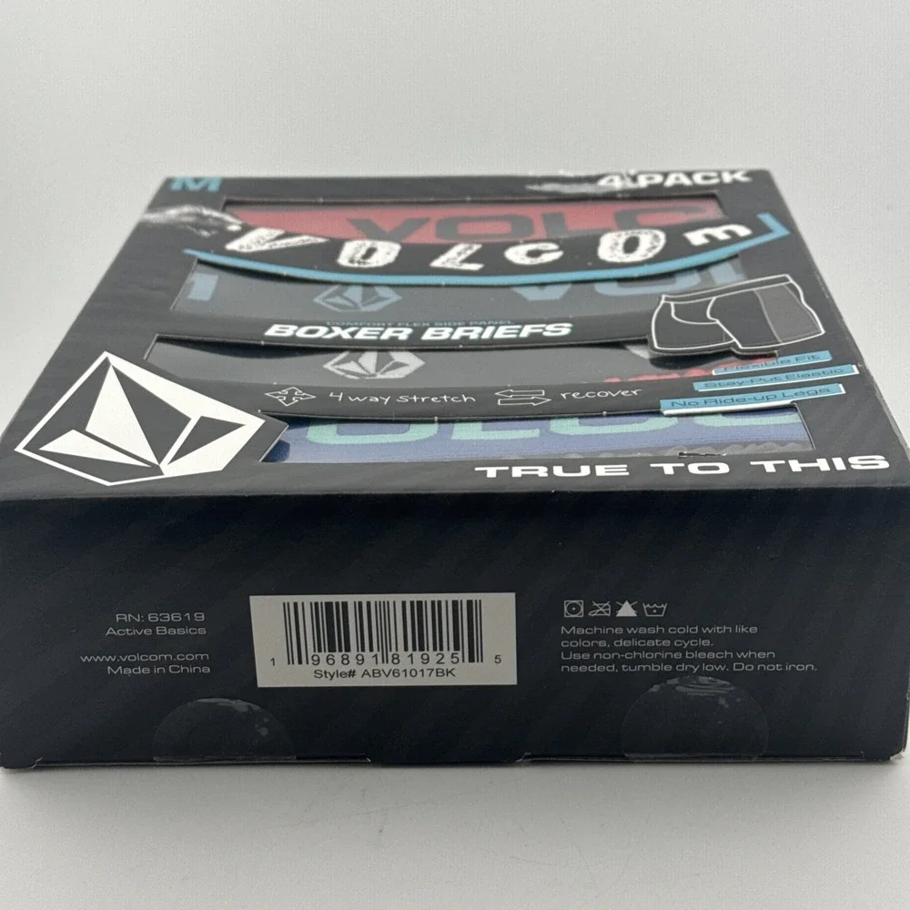 Volcom Boxer Briefs 4 Pack Mens Medium 32-34 Multicolor Argyle Stretch Underwear